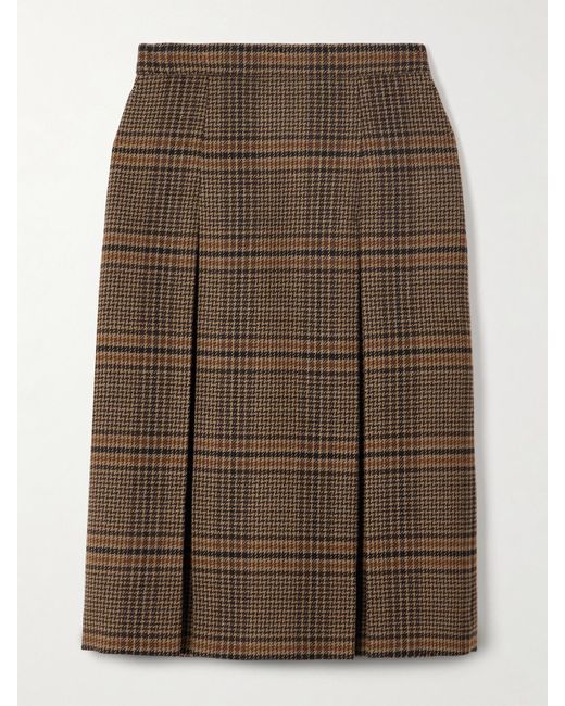 Saint Laurent Brown Midirock Aus Wolle Mit Glencheck-Muster