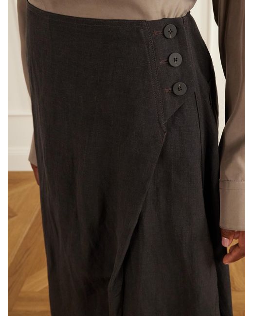 Studio Nicholson Black Pleated Woven Midi Skirt