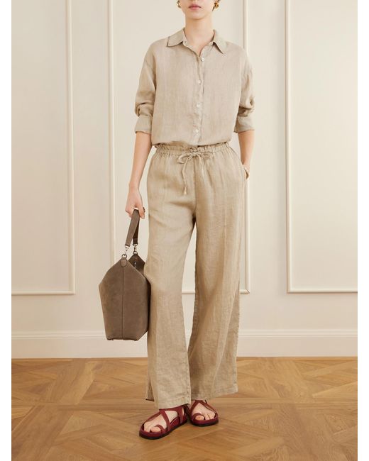 James Perse Natural Linen Straight-Leg Pants