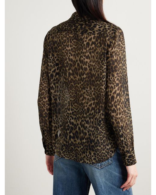 Nili Lotan Brown Gaia Leopard-Print Silk Crepe De Chine Shirt