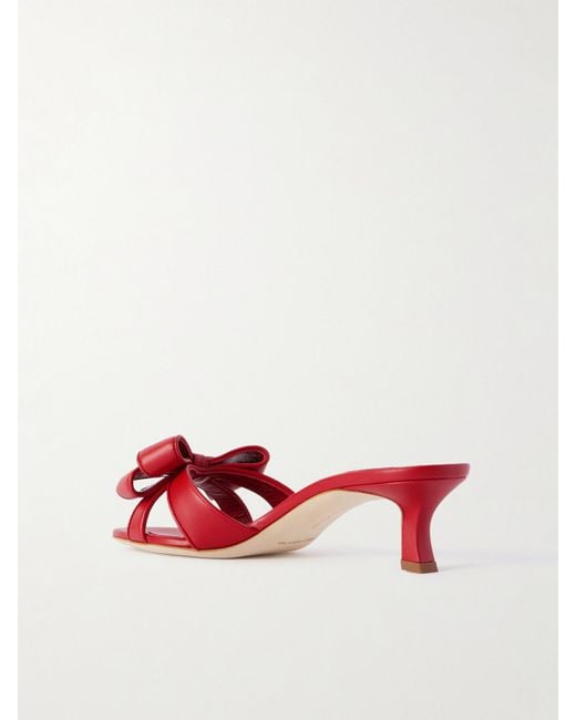 Manolo Blahnik Cafredda 50 Mules Aus Leder Mit Schleifen