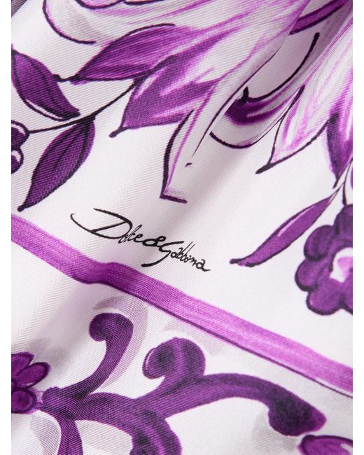 Pantalon Large En Serge De Soie Imprimée Dolce & Gabbana en coloris Purple