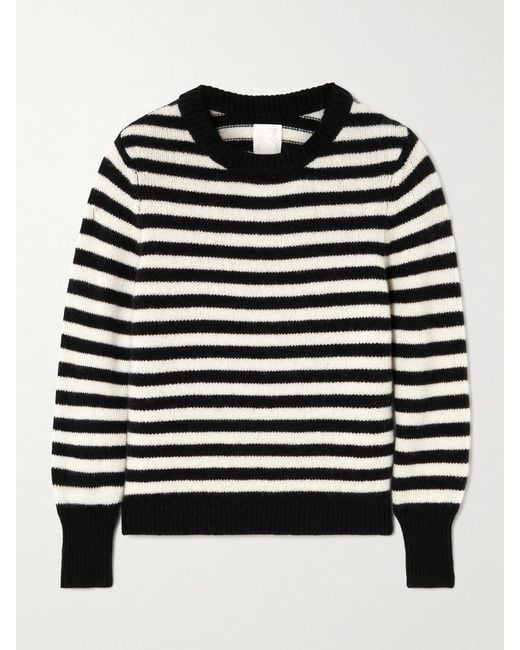 Suzie Kondi Black Sarra Striped Cashmere Sweater