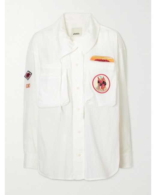 Isabel Marant White Chely Appliquéd Tencel Lyocell Shirt