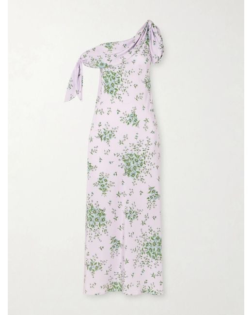 Rodarte White Floral-Print Silk-Crepe Midi Dress