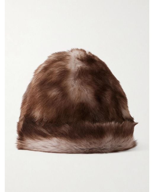 Nour Hammour Brown Louve Shearling Beanie