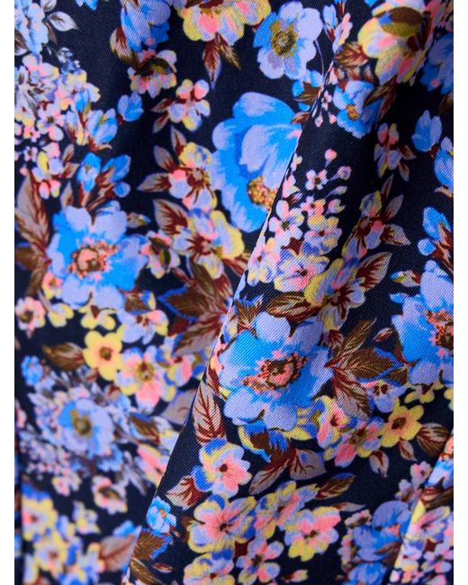 Kika Vargas Blue Zeina Ruffled Floral-Print Twill Mini Dress