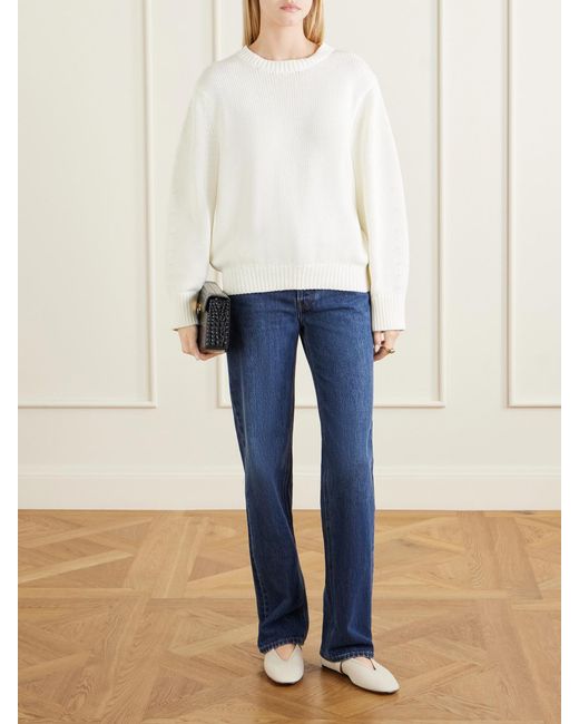 Totême White Oversized Organic Cotton-Blend Sweater