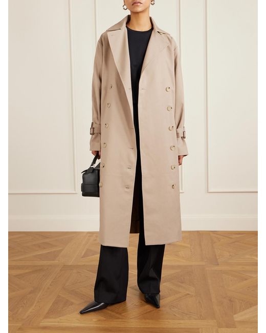 Totême Natural Signature Double-Breasted Cotton-Blend Gabardine Trench Coat
