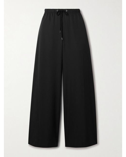 James Perse Black Matte-Satin Wide-Leg Pants