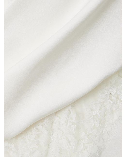 Robe Effet Portefeuille En Crêpe Satiné À Finitions En Dentelle Et À Drapé Alex Perry en coloris White