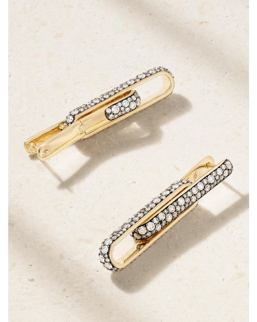 Lucy Delius Natural Stirrup 14-Karat Diamond Earrings