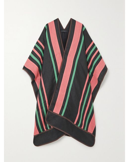Vita Kin Black Ola Cape Aus Gestreiftem Leinen