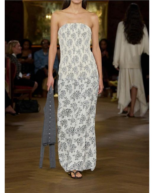 Kallmeyer White Blanche Floral-Brocade Gown