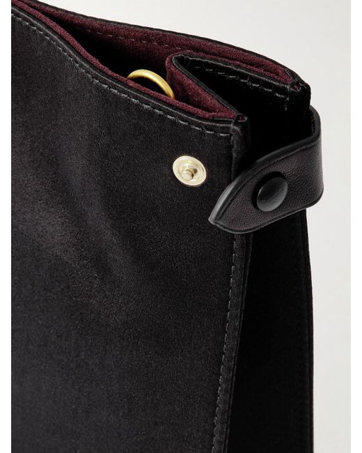 Metier Black Stowaway Leather-Trimmed Satin Shoulder Bag