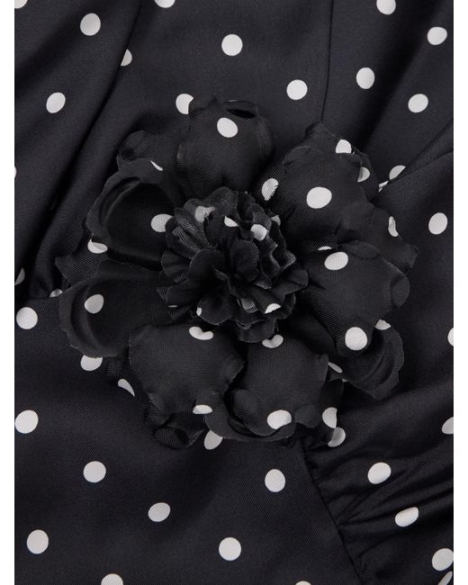 Rodarte Black Minikleid Aus Seiden-Twill Mit Polka-Dots Und Verzierung