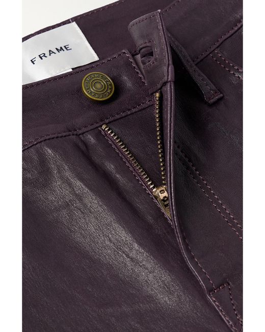 FRAME Blue Le Crop Mini Leather Bootcut Pants