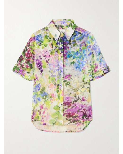 Aje. Gray Adina Floral-Print Lyocell-Blend Shirt