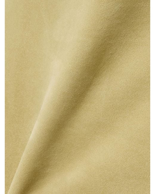 Chloé Yellow Pleated Paneled Suede Midi Skirt