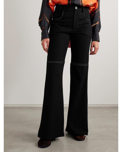 Alix Of Bohemia Black Bunny Wool Flared Pants
