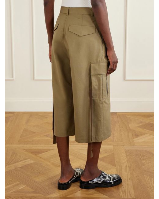 Sacai Natural Cotton Wide-Leg Cargo Pants
