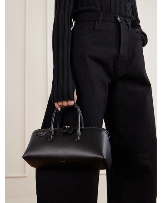 Alaïa Black Delta Leather Small Shoulder Bag