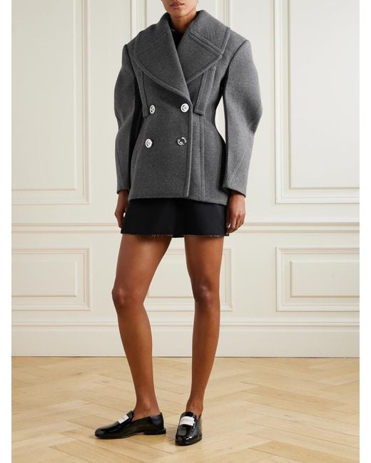 Givenchy Gray Double-Breasted Wool And Silk-Blend Coat