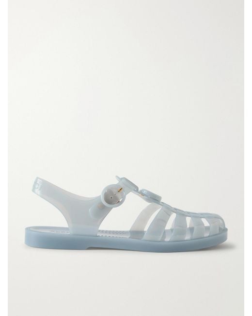 Gucci Blue Fisherman Embellished Rubber Sandals