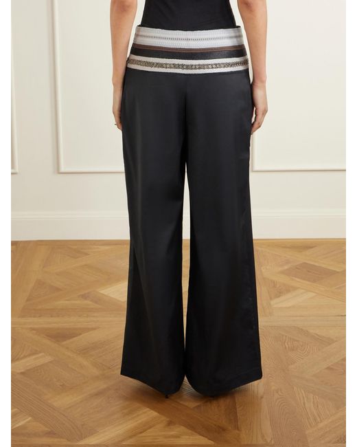 Abadia Black Sadu Grosgrain-Trimmed Wool-Blend Twill Tapered Pants