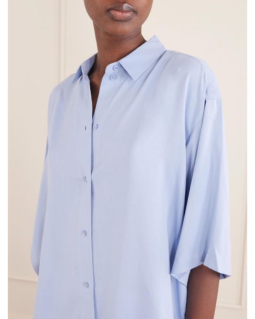 Jamie Haller Blue Elbow Silk Shirt