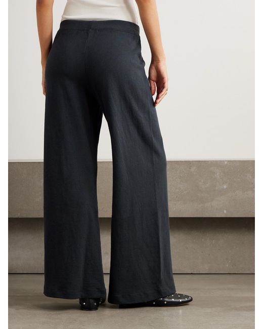 ÉTERNE Blue Wide-Leg Cotton-Jersey Sweatpants