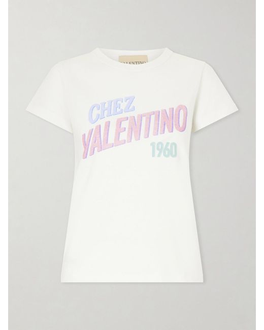 Valentino Garavani White Printed Cotton Jersey T-Shirt