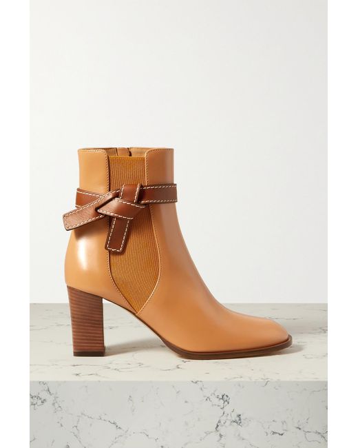 Loewe Gate Leather Ankle Boots in Brown | Lyst