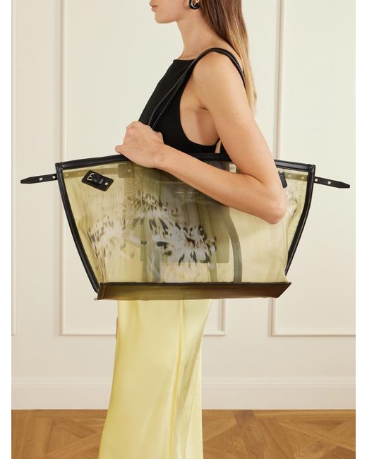 Proenza Schouler Natural Days Carryall Leather-Trimmed Printed Mesh Tote