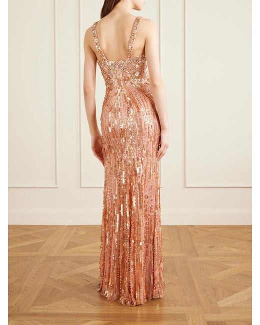 Jenny Packham White Da Vinci Crystal-Embellished Sequined Tulle Gown