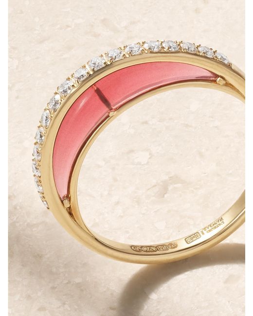 L'Atelier Nawbar Natural Bloop Moon 18-Karat, Diamond And Enamel Ring