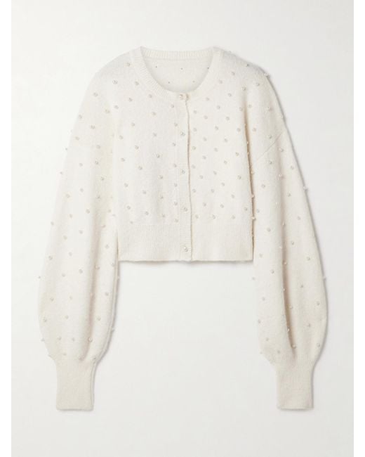 Zimmermann Natural Crush Faux Pearl-Embellished Alpaca-Blend Cardigan