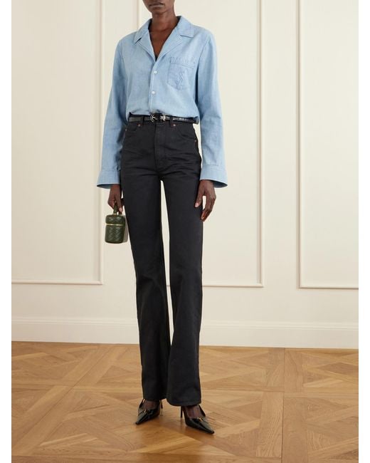 Saint Laurent Blue 70's High-Rise Straight-Leg Jeans