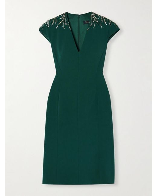 Jenny Packham Green Embellished Cady Midi Dress