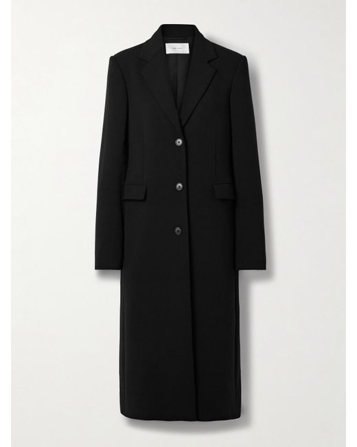 The Row Black Cerys Wool-Blend Crepe Coat