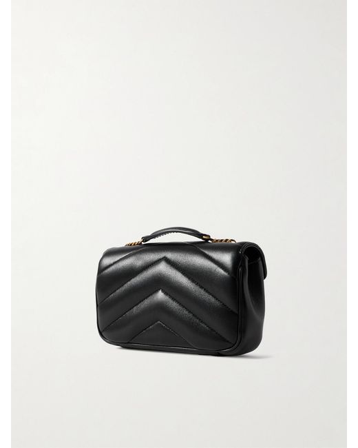 Saint Laurent Black Loulou Mini Matelassé Leather Shoulder Bag