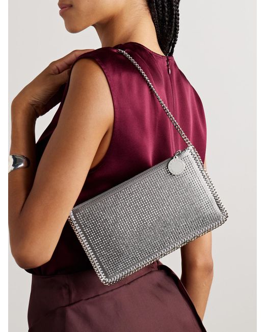 Sac Porté Épaule En Satin À Ornements Falabella Stella McCartney en coloris Gray