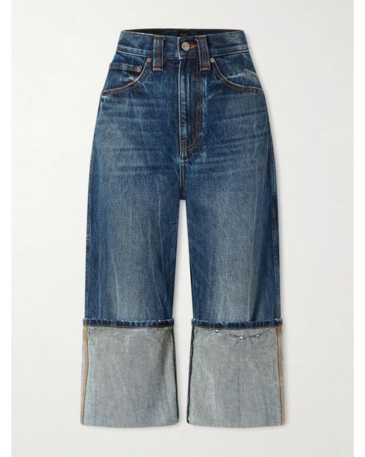 Khaite Blue Boyle Cropped Low-Rise Straight-Leg Jeans