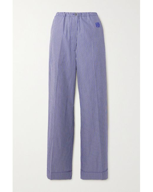 Loewe Striped Embroidered Cottonpoplin Pajama Pants in Blue Lyst Canada