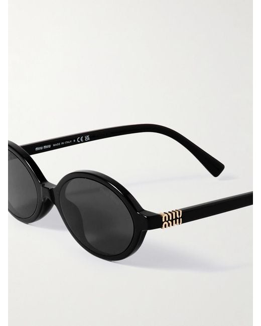 Miu Miu Black Oval-Frame Acetate Sunglasses