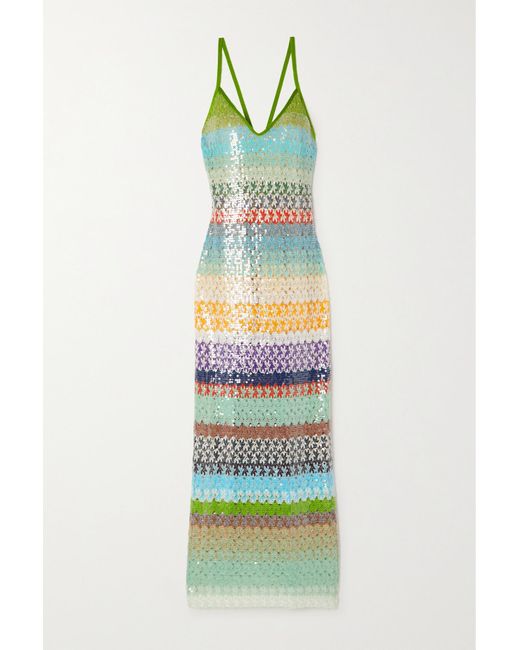 Missoni Mare Openback Sequined Metallic Crochetknit Maxi Dress Lyst