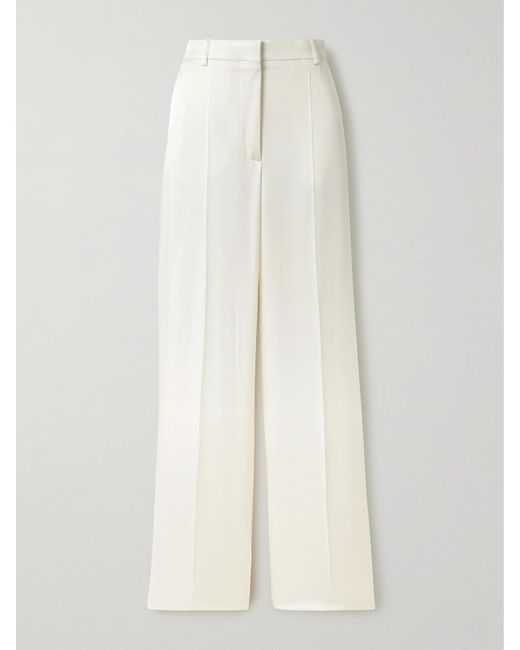 Stella McCartney Women's White Wide-Leg Pleated Crepe Pants