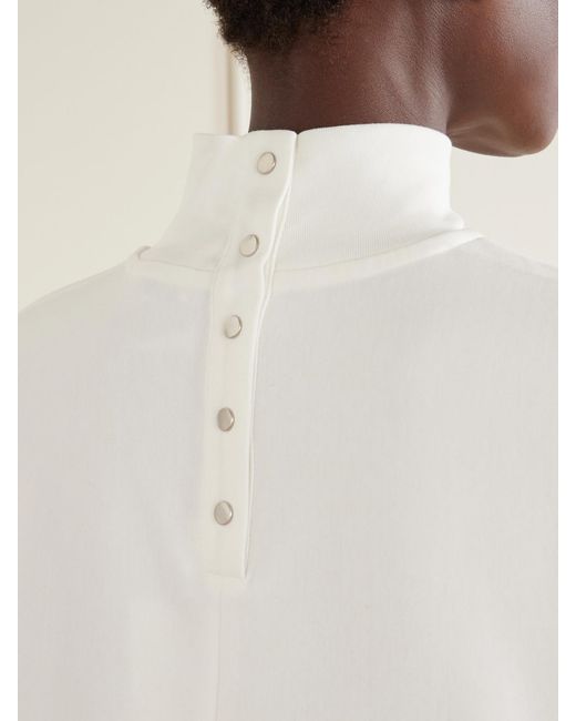 Alaïa White Asymmetric Cotton-Blend Jersey T-Shirt