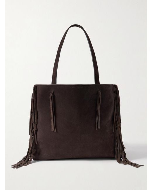 Nili Lotan Black Joni Fringed Suede Tote