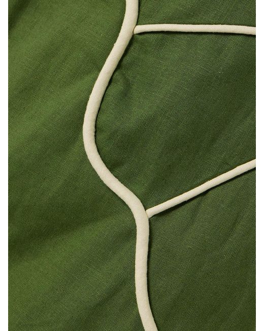 Farm Rio Green Appliquéd Linen-Blend Halterneck Mini Dress